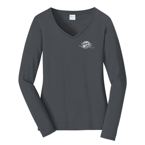 Ladies V-Neck Ring Spun Cotton Long Sleeve Thumbnail